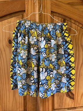 Boys Lacrosse Unlimited blue yellow flowers athletic shorts size L